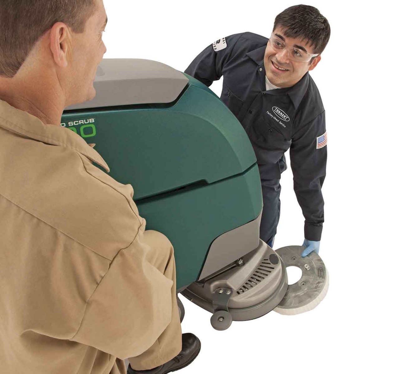 Tennant Technician Servicing Nobles machine